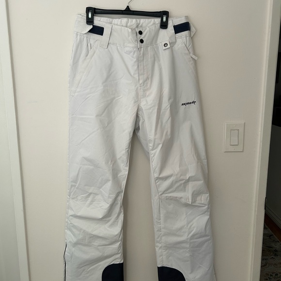 skigear Pants - Women's White Snow Pants with Navy blue detail